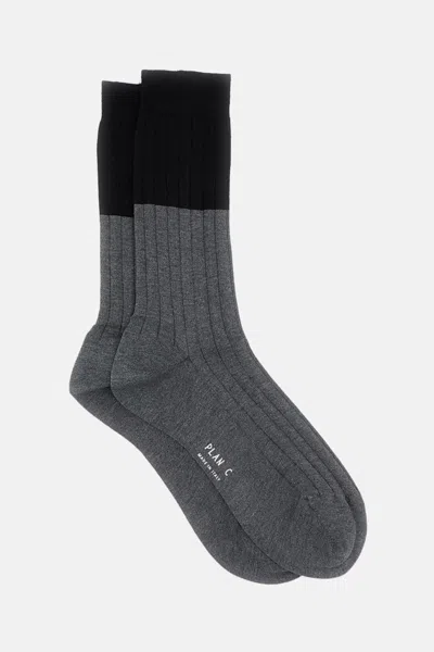 Plan C Two-tone Ankle Socks In Gray