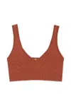 Plan C V넥 니트 탑 In Brown