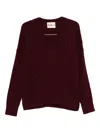 Plan C V-neck Cable-knit Sweater In Red