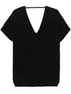 Plan C V-neck Cotton Top In Black