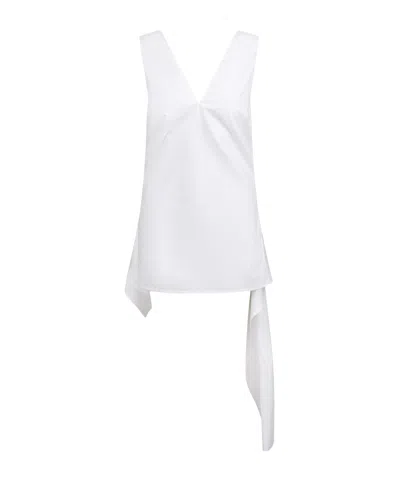 Plan C V-neck Cotton Top In White