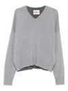 Plan C V-neck Long-sleeve Sweater In Gray
