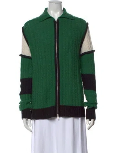 Pre-owned Plan C Virgin Wool Colorblock Pattern Sweater W/ Tags In Green