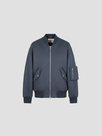 Plan C Viscose Knit Jacket In Blue Black