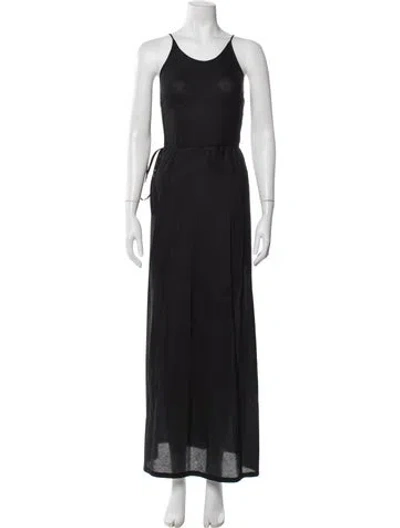 Pre-owned Plan C V-neck Long Dress In Black