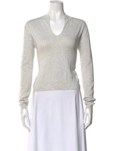 Pre-owned Plan C V-neck Long Sleeve Top In Gray