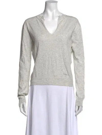 Pre-owned Plan C V-neck Long Sleeve Top In Gray