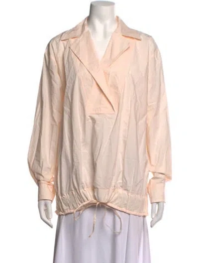 Pre-owned Plan C V-neck Long Sleeve Top In Pink