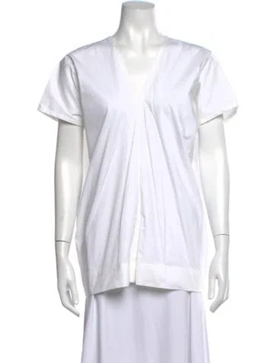 Pre-owned Plan C V-neck Short Sleeve Top In White