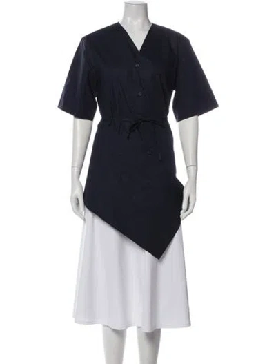 Pre-owned Plan C V-neck Short Sleeve Tunic In Gray