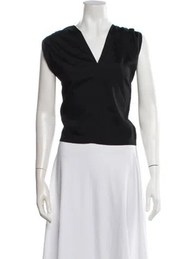 Pre-owned Plan C V-neck Sleeveless Top W/ Tags In Black