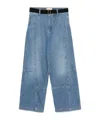 Plan C Wide-leg Cargo Jeans In Indigo