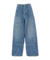 Plan C Wide-leg Cotton Jeans In Blue