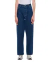 Plan C Wide Leg Denim Pants In Blue