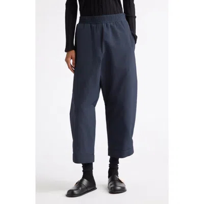 Plan C Wide Leg Nylon Trousers In Navy