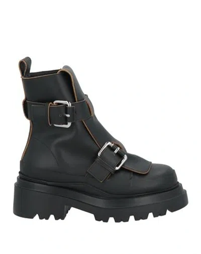 Plan C Woman Ankle Boots Black Size 8 Calfskin