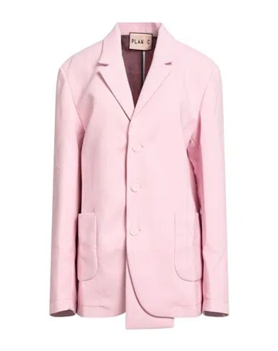 Plan C Woman Blazer Pink Size 10 Polyester