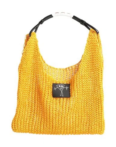 Plan C Woman Handbag Mandarin Size - Textile Fibers In Orange