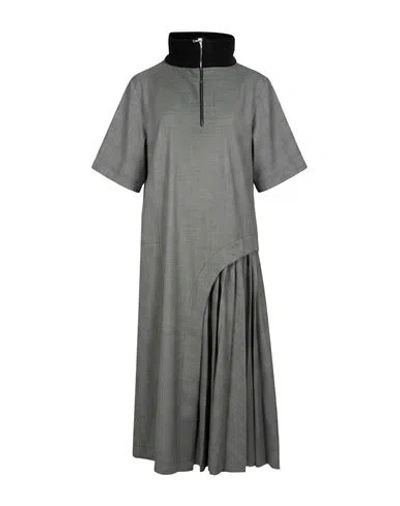 Plan C Woman Maxi Dress Grey Size 4 Polyester, Virgin Wool, Elastane