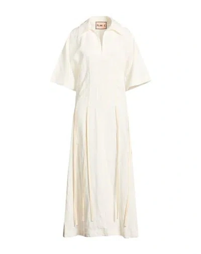 Plan C Woman Maxi Dress Ivory Size 6 Linen In White