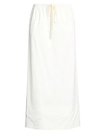 Plan C Woman Maxi Skirt Ivory Size 4 Cotton In White