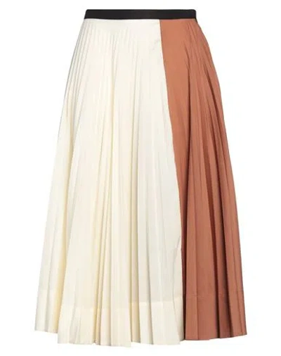 Plan C Woman Midi Skirt Ivory Size 2 Polyester, Cotton