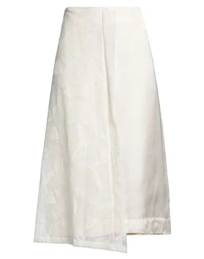 Plan C Woman Midi Skirt Off White Size 6 Viscose, Cotton, Polyester