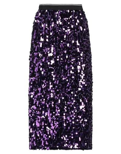 Plan C Woman Midi Skirt Purple Size 8 Polyester