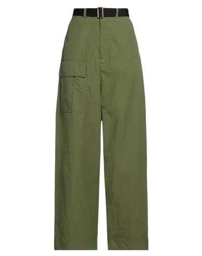 Plan C Woman Pants Military Green Size 8 Polyamide, Cotton