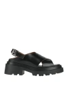 Plan C Woman Sandals Black Size 8 Leather