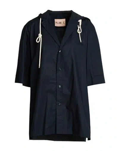 Plan C Woman Shirt Navy Size 4 Cotton In Blue