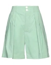 PLAN C PLAN C WOMAN SHORTS & BERMUDA SHORTS SAGE GREEN SIZE 6 POLYAMIDE, ELASTANE