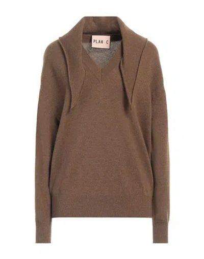 Plan C Woman Sweater Camel Size 4 Wool, Cashmere In Beige