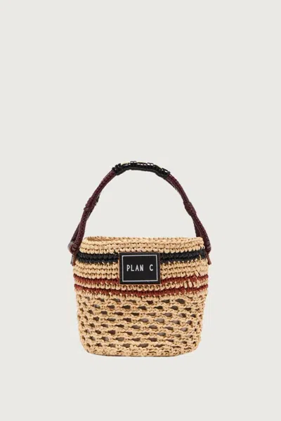 PLAN C WOMEN'S BUCKET STRAW BAG IN NATURAL
