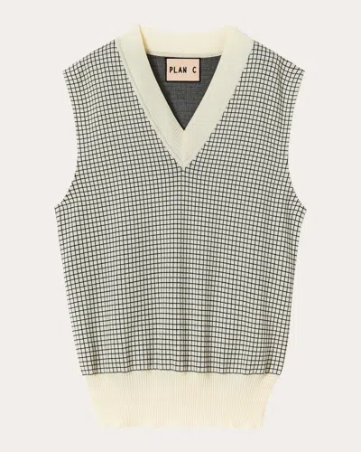 Plan C Women's Jacquard Check Vest Top In Black