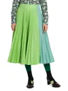 Plan C Pleated Midi Skirt In Green Blue