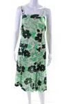 Plan C Womens Floral Print Big Blooms Cotton Organza Dress Mint Green In Green