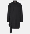 Plan C Contrast-cuff Long-sleeve Mini Shirtdress In Black
