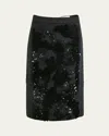 Plan C Embroidered Midi Skirt In Melange Black  White