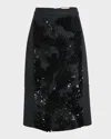 Plan C Embroidered Midi Skirt In Melange Black White