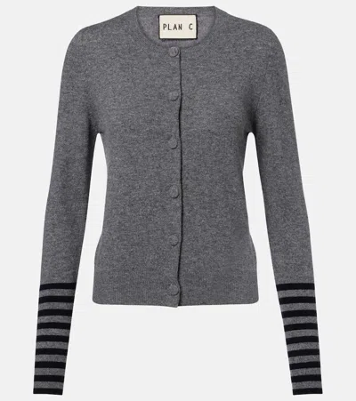 Plan C Wool Cardigan In Gray