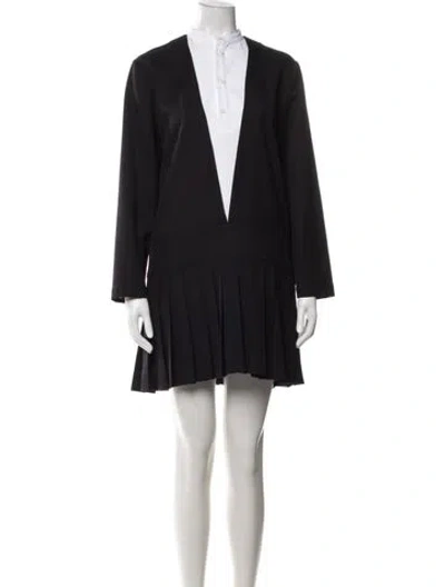 Pre-owned Plan C Wool Mini Dress In Blue