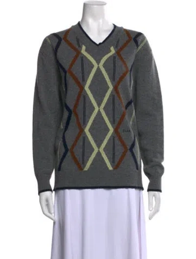 Pre-owned Plan C Wool Patterned Sweater In Gray