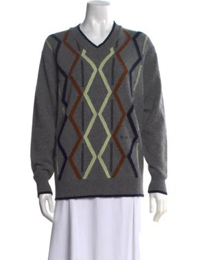Pre-owned Plan C Wool Patterned Sweater In Gray
