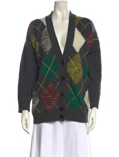 Pre-owned Plan C Wool Plaid Print Sweater In Gray