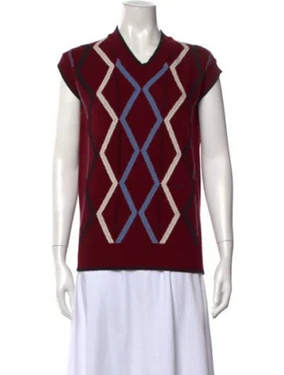 Pre-owned Plan C Wool Plaid Print Sweater In Red