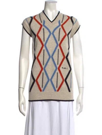 Pre-owned Plan C Wool Striped Sweater In Neutrals