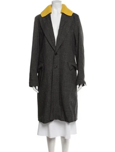 Pre-owned Plan C Wool Tweed Pattern Coat In Grey