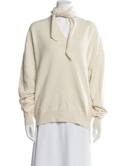 Pre-owned Plan C Wool V-neck Sweater In Neutrals