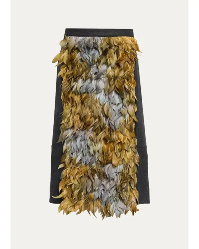 Plan C Wool-blend Sequin Midi Skirt In Yellow